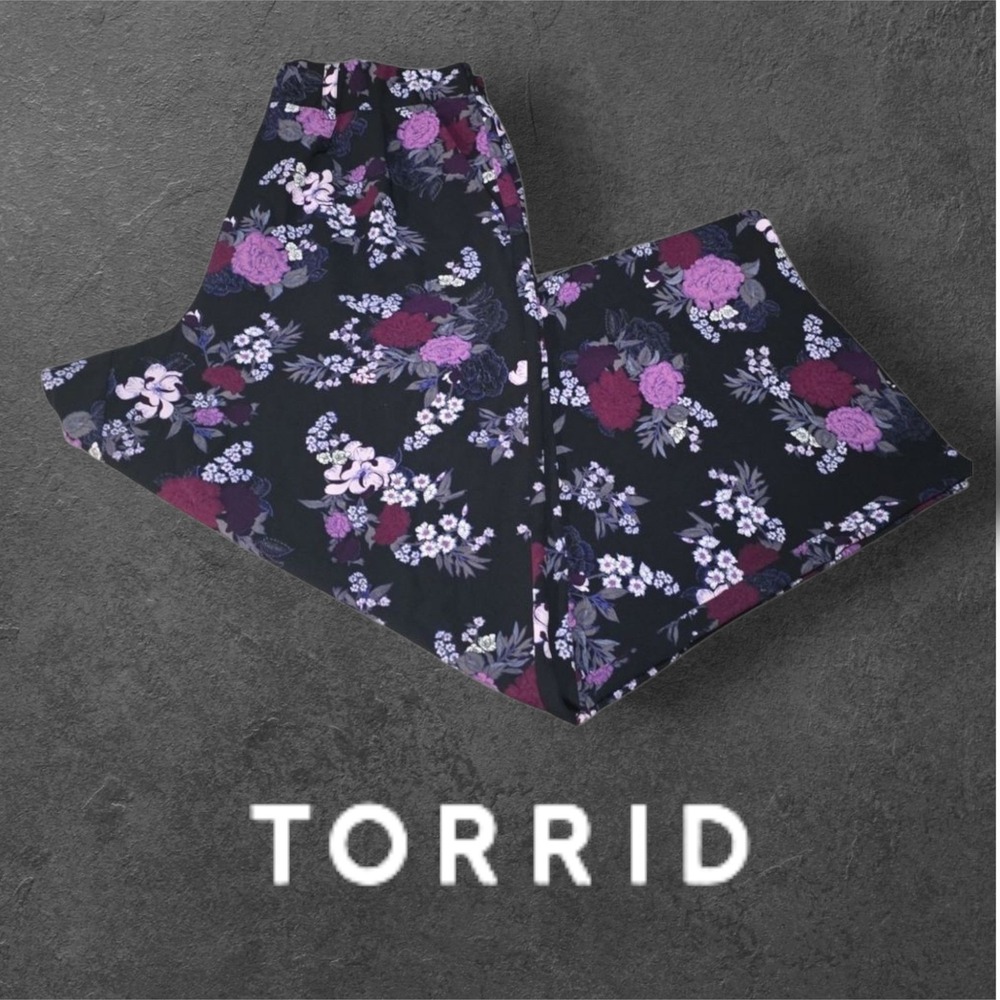 Torrid Women's‎ Crepe Wide Leg Floral Print Dress Pants Very Berry Flowers 2X